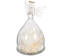 Angoily Rose Éternelle Blanche sous Cloche en Verre avec Figurine d'ange Décoration Artisanale de Fleur Romantique pour Saint-Valentin Ornement Floral Solide pour Bureau et Intérieur