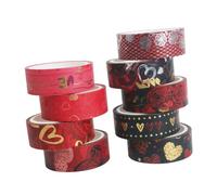 Angoily Rubans Adhésifs Décoratifs Washi 9 Pièces Ruban Adhésif en Papier pour Scrapbooking Soi-même pour Journal Intime Décorations Saint-valentin et Emballage Présent