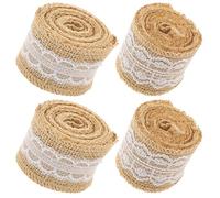 Angoily Rubans de Jute Résistants à Découper, 4 Rouleaux pour Décoration de Table Mariage et Fête de Noël Nœuds en Jute Naturelle