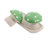 Angoily Salière et Poivrière en Céramique Forme Champignon Distributeurs d'Assaisonnements Cuisine Compacts Pot à Sel et Poivre Vert Ensemble 1 Pièce pour Rangement Pratique et
