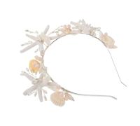 Angoily Serrage-Tête Argenté en Perles et Coquillages Bandeau Sirène pour Mariage Plage Accessoires Cheveux Demoiselle D’Honneur Ornements Tête Étoile de Mer Bijoux Coiffure Mer