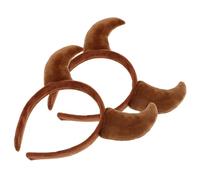 Angoily Serrage-Tête Cornes de Diable en Peluche Douce 2 Pièces Couleur Brun Foncé Accessoire Déguisement Halloween et Cosplay Bandeau Visage Multifonction pour Fêtes et Maquillage