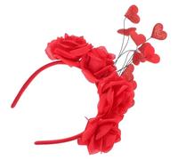 Angoily Serrage-Tête Cœur Rouge Saint-Valentin Fleurs Artificielles Bandeau Plastique Décoratif pour Fête Accessoire Coiffure Romantique Bandeaux de Fleurs Gros Plan Coiffe Costume
