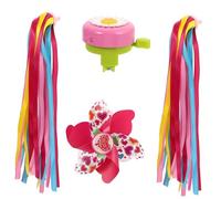 Angoily Set d'Accessoires Vélo Garçon et Filles Comprenant Rubans Colorés, Pompons et Clochettes, Compatible Trottinette, pour Présents d'anniversaire