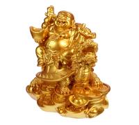 Angoily Statue Bouddha Rieur Vintage Résine Dorée Décoration Intérieure Bureau et Salon Sculpture Bouddha Maitreya Moyenne avec Détails Sculptés Ornement pour Maison et Bureau