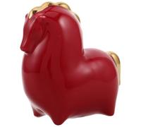 Angoily Statuette de Cheval Chinoise en Céramique Rouge Dorure, Décoration Feng Shui pour Bureau et Étagère, Collection Nouvel an, Figurine Décorative Vintage pour Intérieur Maison
