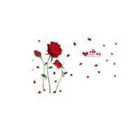 Angoily Stickers Muraux Fleur Rose Rouge Romantiques Amovibles Et Étanches Pour Salon Et Chambre Diy Décoration Murale Moderne
