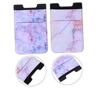 Angoily Support Adhésif Téléphone Portable Marbré pour Hommes et Femmes, Porte-Cartes Autocollant, Lot 2 Pièces, Matériau Solide, Format Compact, Couleurs Rouge et Violet Marbre, Usage Quotidien