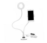 Angoily Support De Téléphone Portable Multifonction pour Selfie Lampe Intelligente avec Bras Flexible Et Luminosité Variable Couleur Aléatoire Blanche
