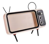 Angoily Support Téléphone Rétro TV avec Haut-Parleur sans Fil Support Smartphone Créatif de Bureau Protège Écran et Mains Dégagées Design Orange Artistique