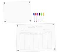 Angoily Tableau Magnétique Effaçable pour Réfrigérateur Planning Hebdomadaire Transparent Acrylique Calendrier Aimanté avec Stylos Blancs Organiseur Réutilisable pour Notes et Messages