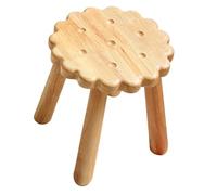 Angoily Tabouret en Bois Massif Forme Biscuit Petit Banc Carré pour Garçon et Filles Repose-Pieds Compact pour Salon Cuisine Marchepied Stable pour Se Chausser Usage Intérieur et