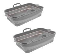 Angoily Tapis de Cuisson Pliable en Silicone 2pcs pour Air Fryer, Résistant la Chaleur Deux Poignées, Léger et Gain de Place, la Cuisine et Voyage