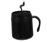 Angoily Tasse à Café de Voyage Acier Inoxydable avec Poignée Mug à Double Paroi Couvercle Rabattable Anti-fuite Filtre Intégré pour Bureau et Déplacements Capacité Noire