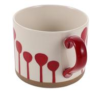 Angoily Tasse à Café en Grès Artisanale Peinte à la Main Motif Ballon Rouge Anse Ergonomique Multifonction pour Thé Chocolat Chaud et Yaourts Mug Rustique pour Maison et Bureau