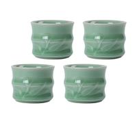 Angoily Tasse à Thé ou Capacité de Stockage Adaptée Ronde Couleur Vert Clair Surface Lisse 4 Pièces en Céramique et Culture du Thé en Famille Entre Amis