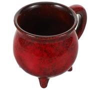 Angoily Tasse Chaudron Halloween en Céramique 350 Ml Rouge Émaillée Mini Bol à Soupe Sorcière pour Fête Tasse à Café Originale et Humoristique pour Maison et Bureau