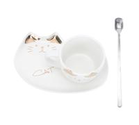 Angoily Tasse en Céramique Nordique 1 Pièce Motif Chat Aléatoire Contour Doré Cuillère Incluse Mug Multi-Usages pour Café Thé et Lait Compatible Pause Goûter