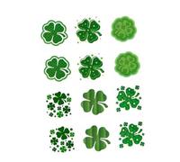 Angoily Tatouages Temporaires Trèfle 72 Pièces pour Visage et Bras, Autocollants Décoratifs Saint-patrick pour Garçon et Filles et Fête, Stickers Éphémères Thématique Irlandaise, Présent