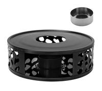 Angoily -théière Base Chauffante pour Théière Rond en Acier Inoxydable avec Porte-Bougie -Plat Accessoire pour Préservation Chaleur, pour Bureaux et Hôtels