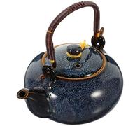 Angoily Théière de Salon de Thé en Céramique Vintage Bleu, Pot à Eau à Grosse Capacité, Bouilloire Créative Chinoise Portable pour Maison et Pause Thé