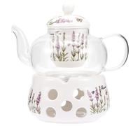 Angoily Théière en Verre avec Infuseur en Céramique Intégré Bouilloire 1 Litre Transparente pour Infusion de Thé en Vrac pour Bureau et Pause Détente