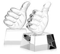 Angoily Trophées en Cristal 2pcs Forme Pouce Levé, Décoration Délicate et Réfringence Lumineuse, pour Reconnaître Accomplissements Individuels ou Étapes d'entreprise