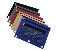 Angoily Trousse à Crayons en Oxford Fenêtre en Maille Lot de 6 à 3 Anneaux Paquet à Papeterie Pratique pour Fournitures Scolaires Étudiants