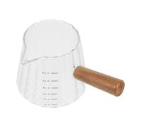 Angoily Verre Pichet à Lait 180ml et Bec Verseur Poignée Bois | Mesure Multi-usage, Design Ondulé Transparent, pour Sauces, Glaces, Préparation Pâtisserie Couleur Aléatoire