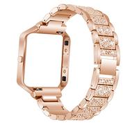 AnGolf AISPORTS Bracelet de rechange réglable en acier inoxydable avec cadre compatible avec Fitbit Blaze - Bijoux à paillettes - Bracelet de rechange pour montre intelligente Fitbit Blaze