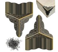 Angoli Decorativi Antipolvere per Scale - Set da 100 Pezzi in Metallo Antico, Protezioni Angolari Eleganti per Scatole, Mobili e Cassetti, Design Vintage Resistente | Ideali per Artigianato, Restauro,