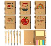 ANGOLIO 12Pcs Teacher Appreciation Gift Thank You Gift Bulk Spiral Notebook Include Spiral Notebooks Sticky Notepad Bamboo Ballpoint Pens