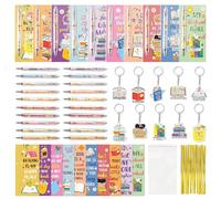 ANGOLIO Lot de 230 marque-pages inspirants pour les amateurs de livres de Noël, cadeaux de Noël, stylos à bille avec porte-clés, cadeaux inspirants pour enfants, étudiants, lecteurs, bureau, salle de