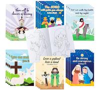 ANGOLIO Lot de 24 livres de coloriage chrétiens en vrac pour enfants, 6 styles de versets de la Bible, livre de dessin pour activités du dimanche, récompenses en classe, activités d'église