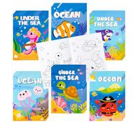 ANGOLIO Lot de 24 livres de coloriage d'animaux de l'océan pour enfants - Mini livres de dessin d'art pour requin, hippocampe, méduse sous le thème des animaux marins, maternelle, école, salle de