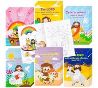 ANGOLIO Lot de 24 livres de coloriage Jésus religieux chrétiens en vrac, 6 styles, livre de dessin pour cadeau du dimanche, prix scolaires, récompenses en classe, activités d'église, carnaval, fête