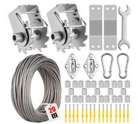 Angooni Kit D'Installation Pour Voile D'Ombrage, Comprenant Un Treuil Et Un CâBle MéTallique, Adapté à L'Installation D'Une Voile D'Ombrage Rectangulaire (67 PièCes)