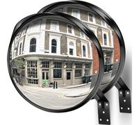 Angooni Miroir de sécurité de 40 cm - Grand angle réglable - Miroir convexe - Miroir de garage - Miroir acrylique rond de trafic (prend en charge l'intérieur et l'extérieur)