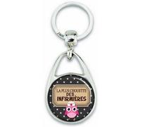 Angora - Porte-clés La Plus Chouette des Infirmières - Cadeau Infirmière Diplôme Anniversaire Noël - Métal Recto Verso - Fabriqué en France