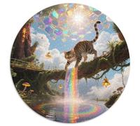 Angora Turque Puzzle 1000 Pièces Jeu Cadeau Unique Pet Chat Puzzle Rond Jeu D'Intelligence pour Adultes Et Enfants1000pcs (67.5x67.5cm)