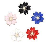 Angoter Broche Fleur Pin Set Jolies Fleurs De Cerisier Sakura Série Motif Épinglettes Set Badges Vêtements Sacs Décor 5pcs