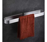 Angou Porte-serviettes sans perçage, accessoire de salle de bain, en aluminium, autocollant, pour étagère à chaussures et couvercle (argent, 60 cm)