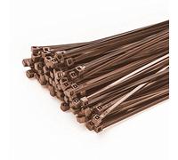 Angren Lot de 100 serre-câbles - 200 mm x 3,6 mm - Pour panneau de clôture en filet d'ombrage - Marron