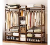 angrounps Portant À Vêtement Bois Solide, Penderie Vêtement en Bambou Armoire Rangement, Tringle Meuble, Porte-Manteau pour Salon Chambre Portique,170x30x150cm