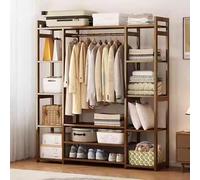 angrounps Portant À Vêtement Bois Solide, Penderie Vêtement en Bambou Armoire Rangement, Tringle Meuble, Porte-Manteau pour Salon Chambre Portique,170x30x150cm