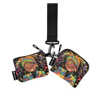 Angry African Girl Lot de 2 porte-monnaie avec fermeture éclair pour femme et fille, Fille africaine en colère, 1 size