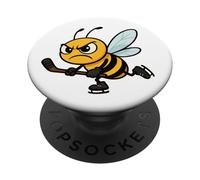 Angry Bee Jouant au Hockey sur Glace Dessin animé PopSockets PopGrip Adhésif