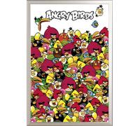 Angry Birds - Poster - Pile Up + cadre amovible, Shinsuke® Maxi aluminium argenté, vitre acrylique