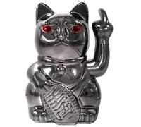ANGRY CAT - Fabriqué en Lucky Cat (Chat Angle) - Chat en Pierre Article de décoration en Plastique pour Bureau, Salon - pour Les Amateurs de Chats d'angle, Noir Brillant, 15 cm