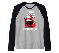 Angry Cat I'm Fine It's Fine Everything is Fine Christmas Manche Raglan